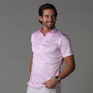 Men’s Collars & Co. Pink Gingham Short Sleeve Polo Shirt L Tall NWT